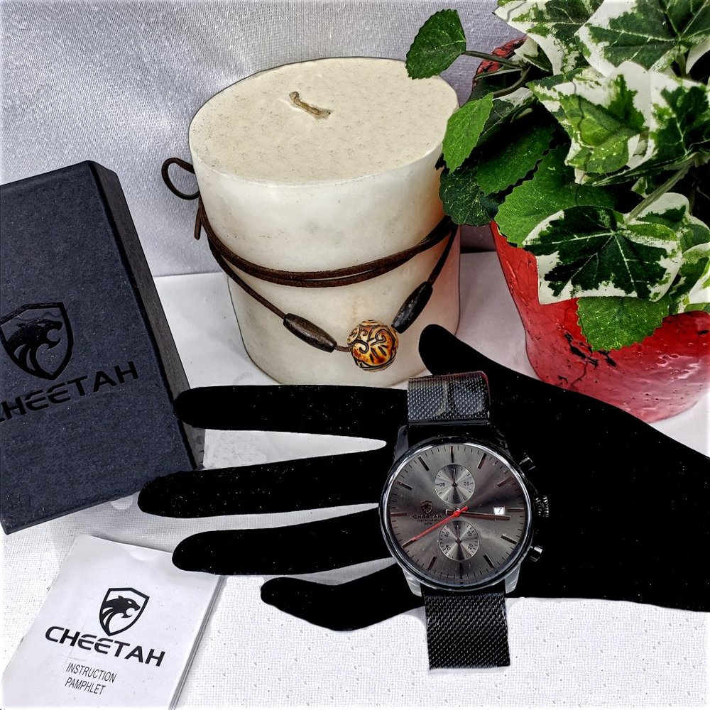 Men's Watch CHEETAH Brand Fashion Alloy Band Quartz Waterproof Chronograph NWT